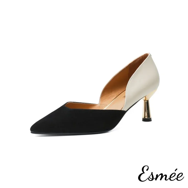 Suede Dual Color High Heels