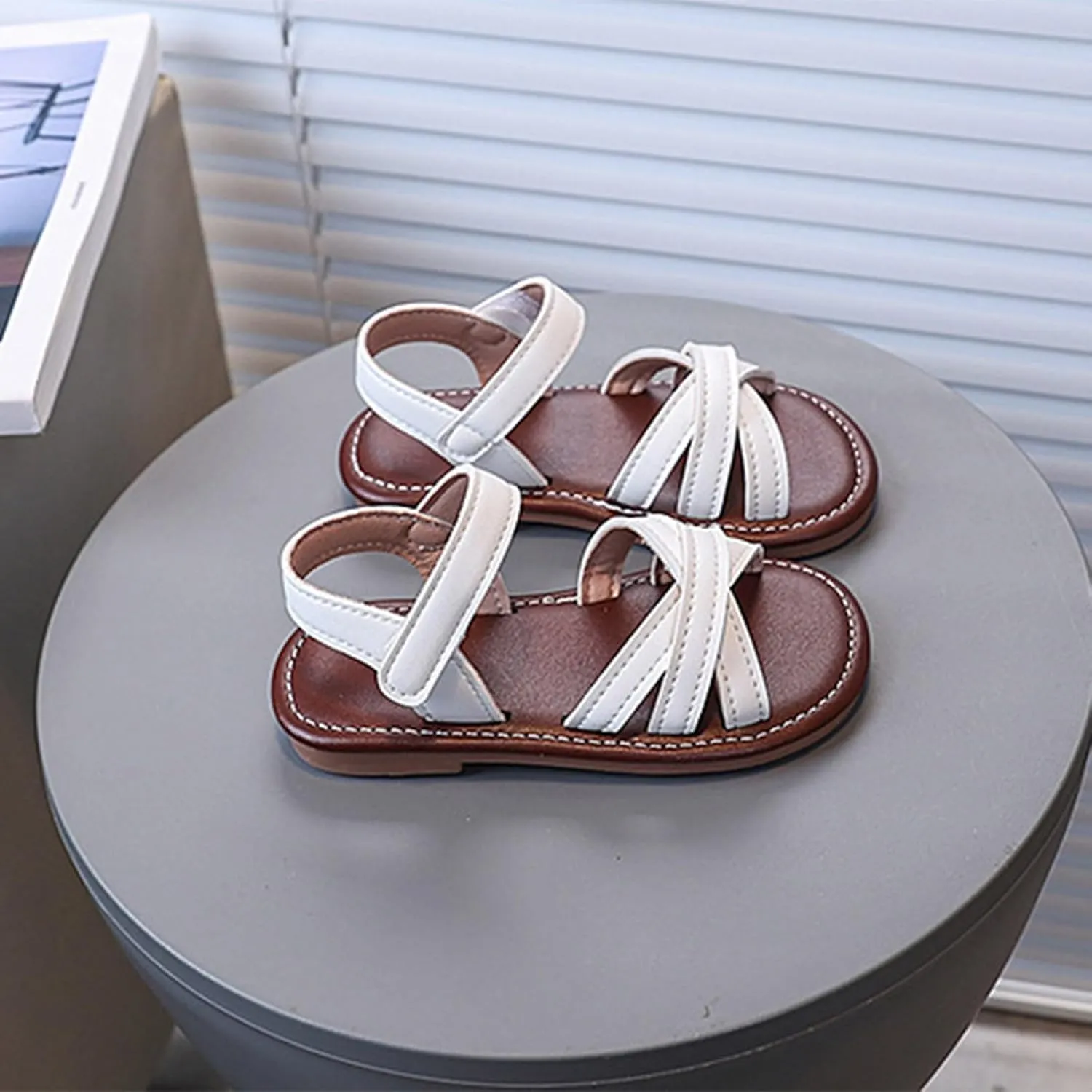 Summer Dress Shoes for Girls Open Toe Strap Beach Sandals For Little Girls Solid Color Soft Bottom Sandals Kids Closed Toe Water Sandal