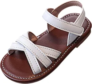 Summer Dress Shoes for Girls Open Toe Strap Beach Sandals For Little Girls Solid Color Soft Bottom Sandals Kids Closed Toe Water Sandal