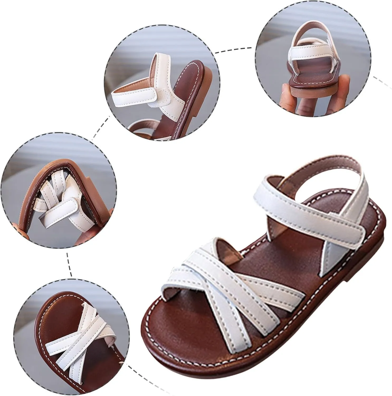 Summer Dress Shoes for Girls Open Toe Strap Beach Sandals For Little Girls Solid Color Soft Bottom Sandals Kids Closed Toe Water Sandal