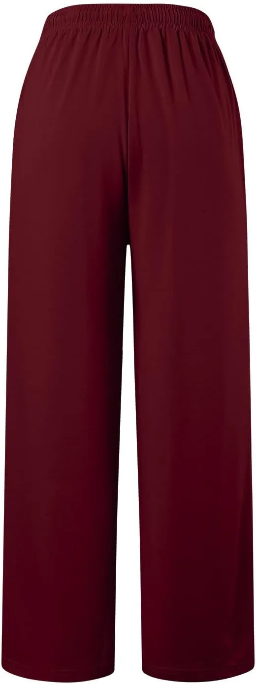 Sweatpants Women Casual Baggy Straight Pants Wide Leg Loose Elastic Waist Drawstring Dressy Trousers