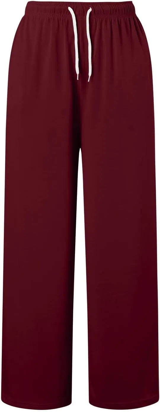 Sweatpants Women Casual Baggy Straight Pants Wide Leg Loose Elastic Waist Drawstring Dressy Trousers