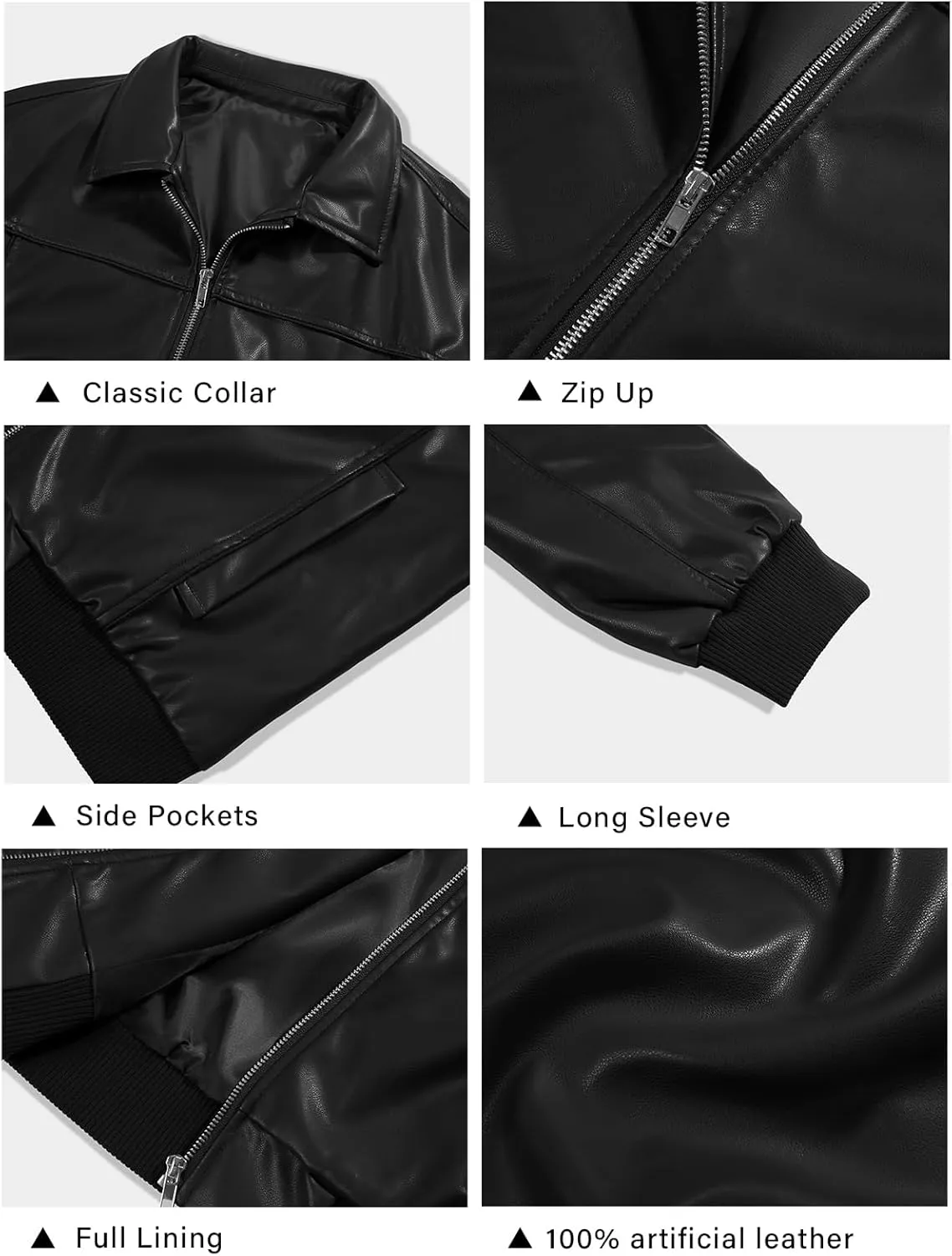 Tankaneo Womens Faux Leather Jackets Oversized Bomber Casual Fall Fashion Zip Up Moto Biker Coats
