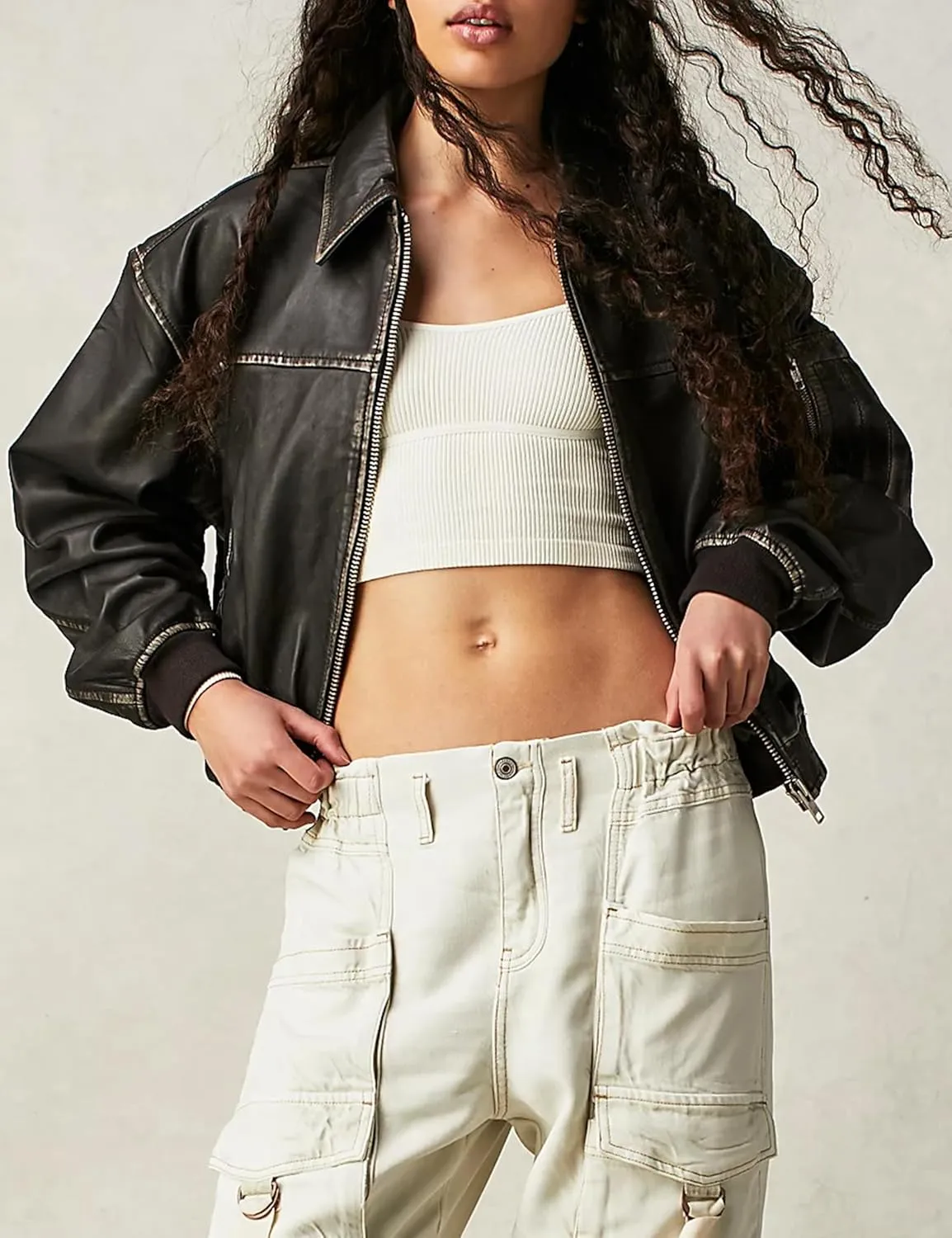 Tanming Womens Leather Jacket Fall Fashion Motorcycle Biker Bomber Jacket Zip Up Winter Coat Outerwear