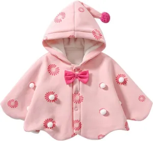 Toddler Baby Girl Christmas Outfits Velvet Hooded Poncho Red Cape Cloak Coat Jacket Infant Winter Coat