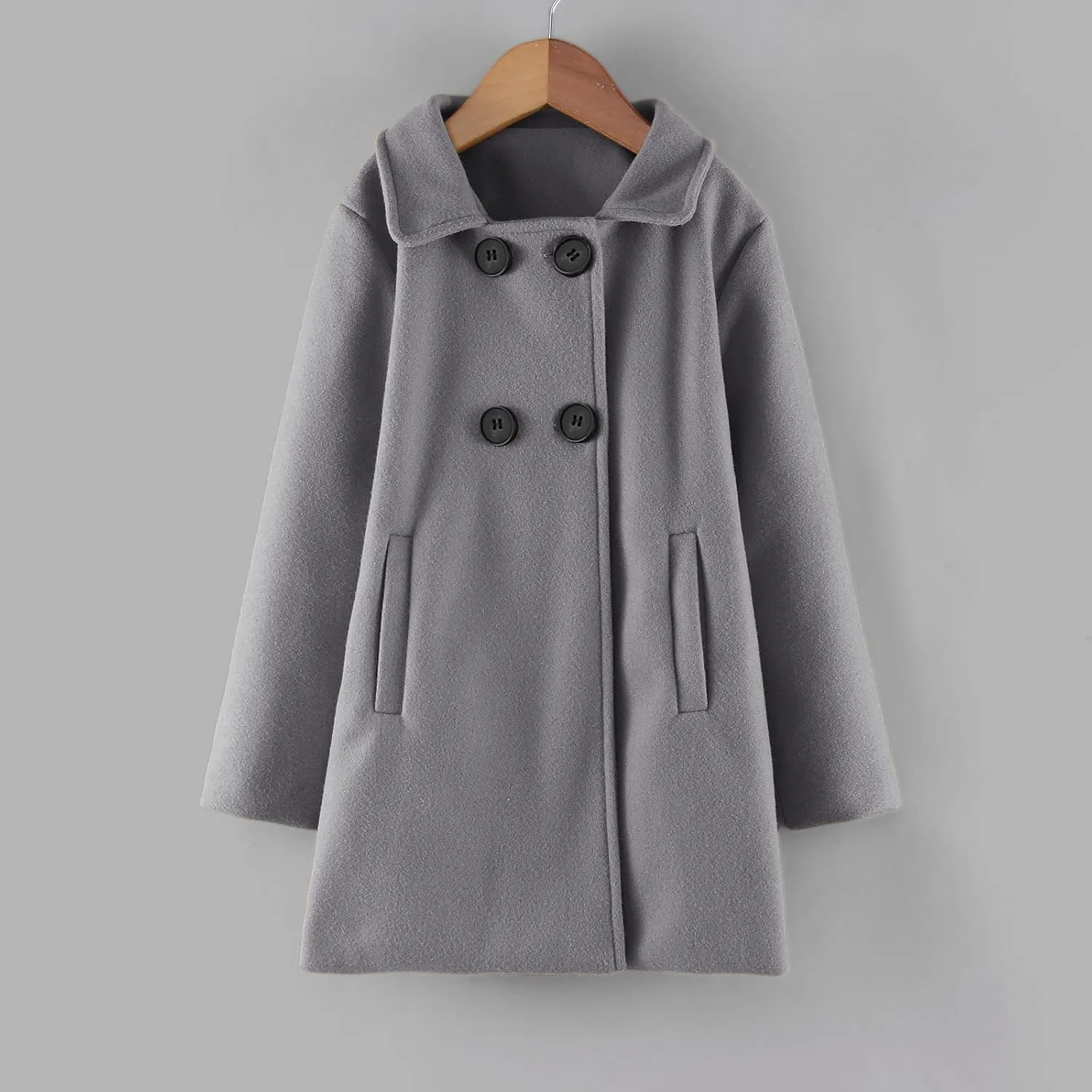 Toddler Kids Fall Winter Jackets Girls Woolen Double-Breasted Trench Coat Lapel Baby Girls Trench  Coat