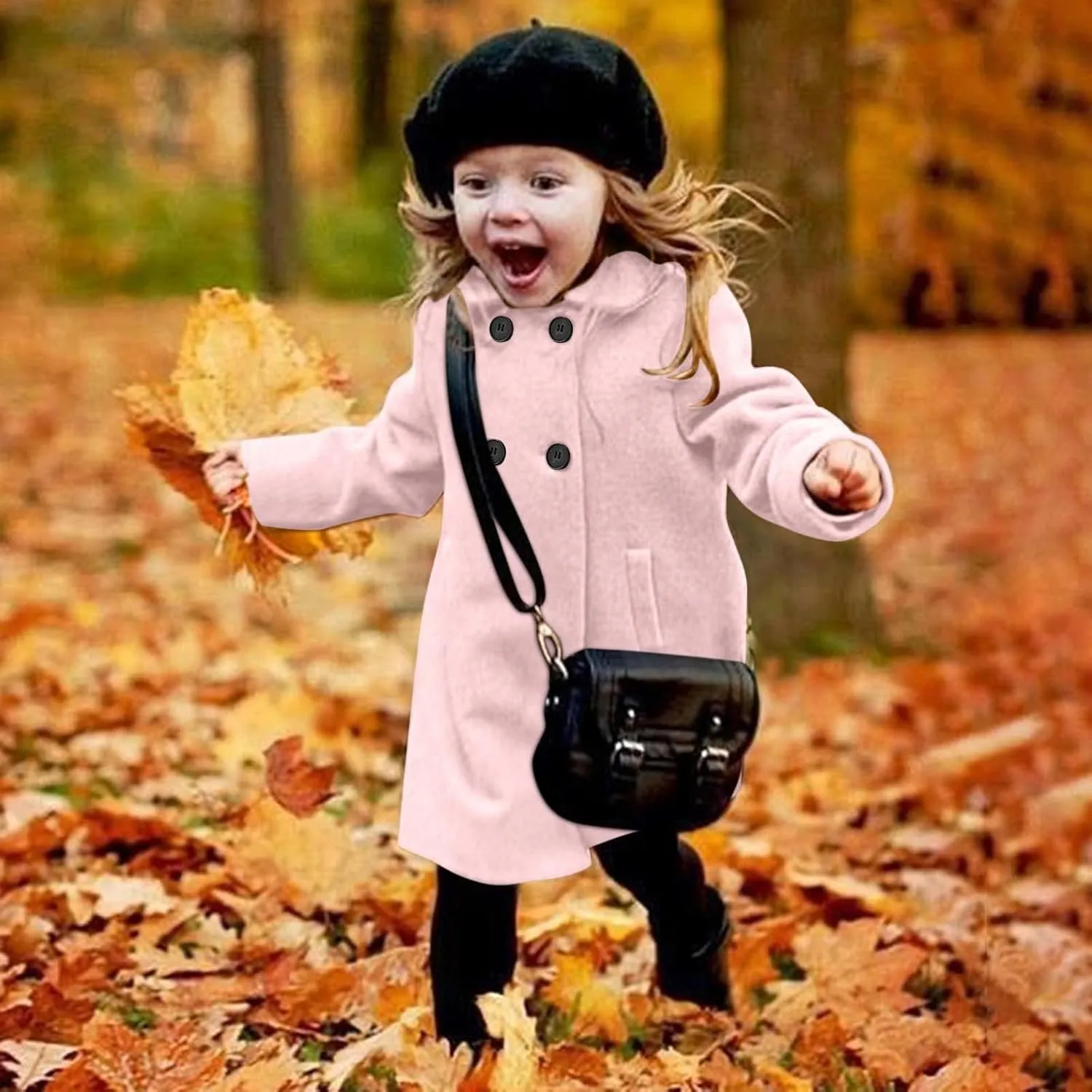 Toddler Kids Fall Winter Jackets Girls Woolen Double-Breasted Trench Coat Lapel Baby Girls Trench  Coat