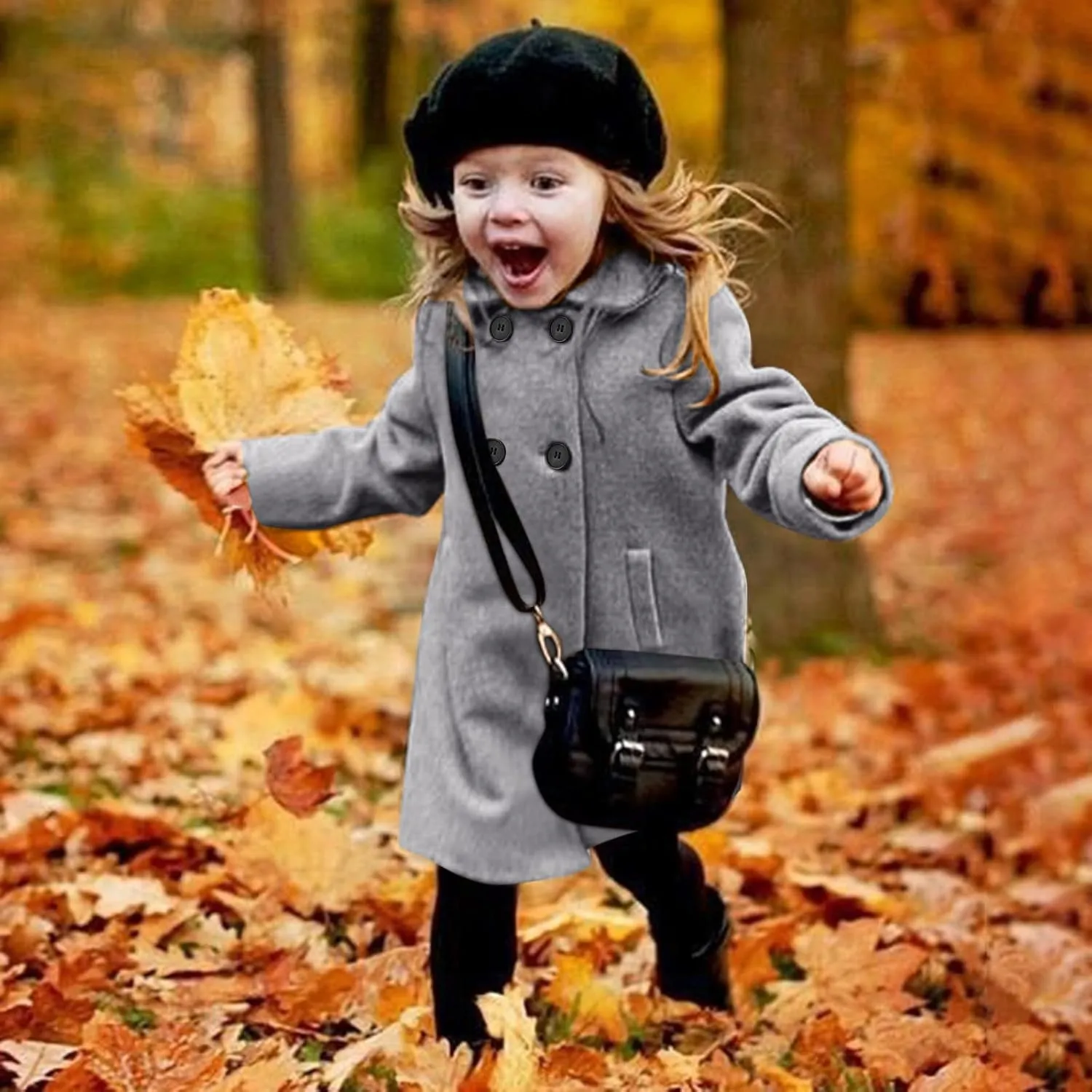 Toddler Kids Fall Winter Jackets Girls Woolen Double-Breasted Trench Coat Lapel Baby Girls Trench  Coat