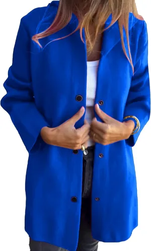 Trench Coat Women Casual Single Breasted Hooded Jacket Lapel Neck Long Sleeve Solid Color Jacket Fall Winter Outwear