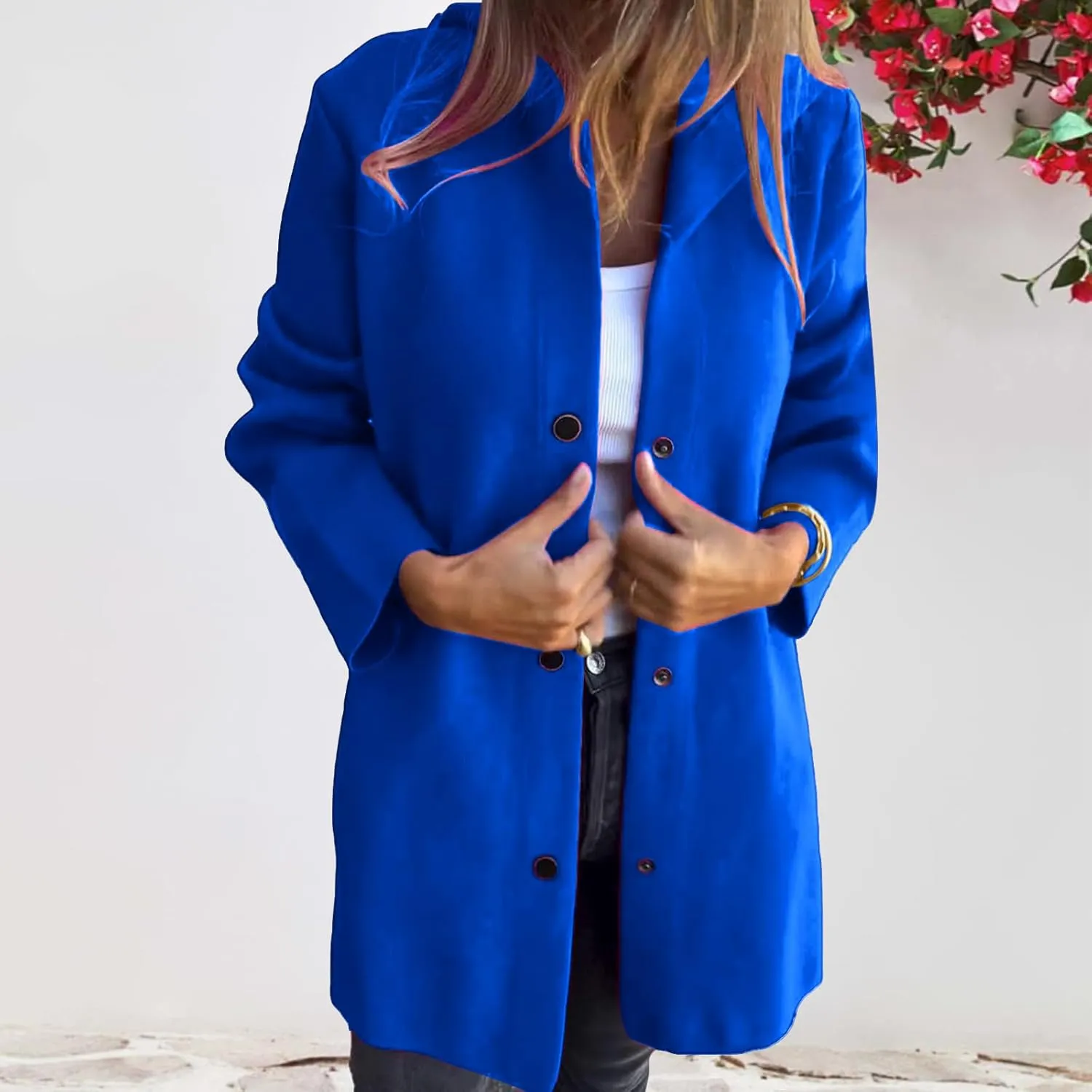 Trench Coat Women Casual Single Breasted Hooded Jacket Lapel Neck Long Sleeve Solid Color Jacket Fall Winter Outwear
