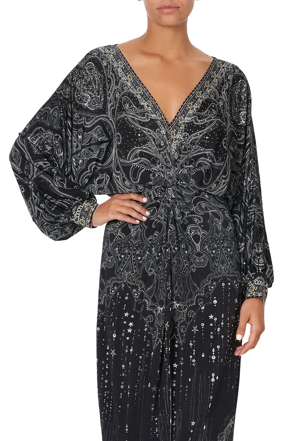 TWIST FRONT DRESS MIDNIGHT PEARL