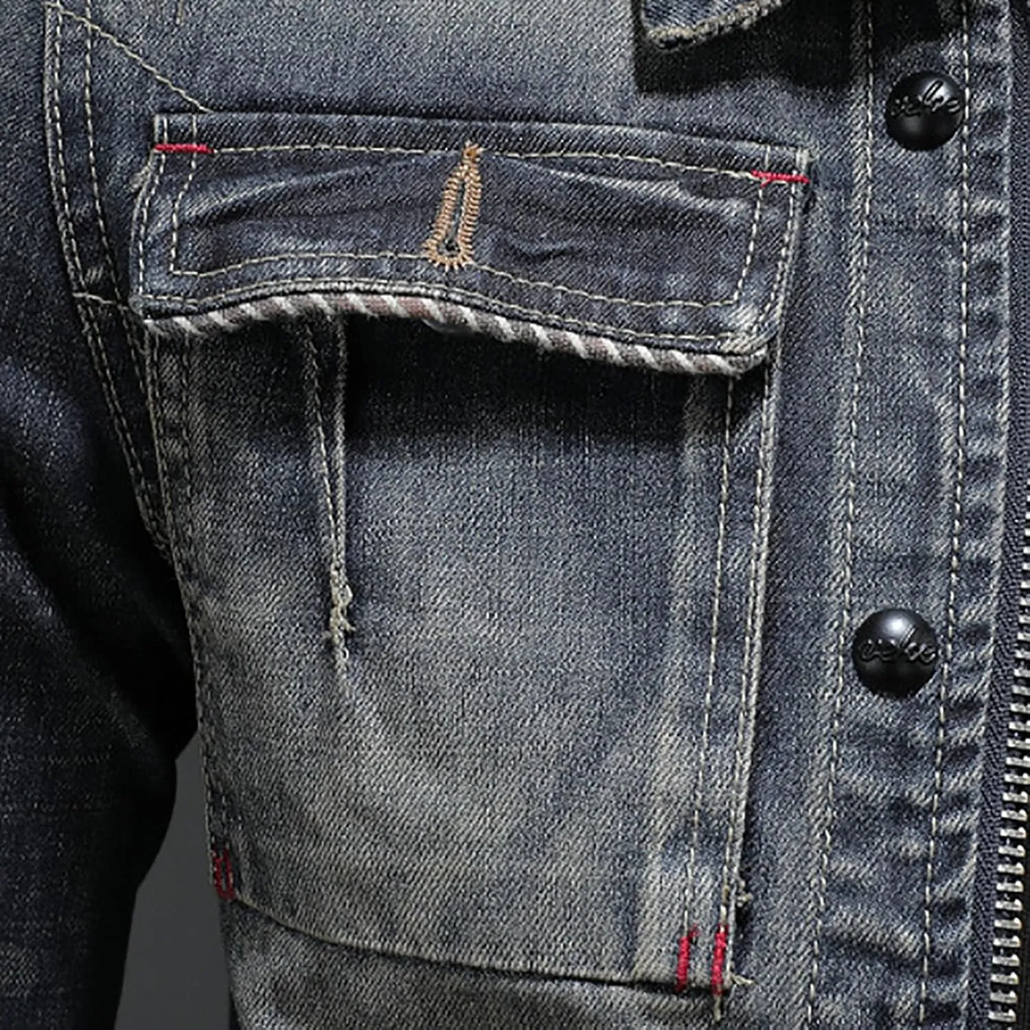 Uillui Men's Distressed Slim Denim Jacket Motorcycle Vintage Slim Fit Zipper Up Biker Jean Rider Jacket Casual Lightweight