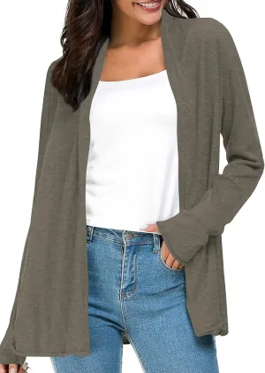 Urban CoCo Women's Long Sleeve Open Front Casual Thin Cardigan