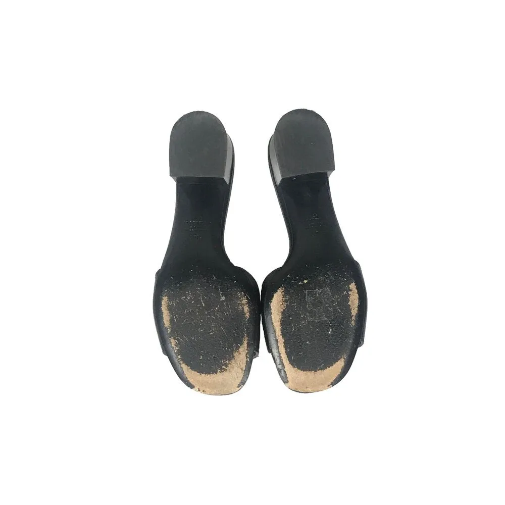 Valentino | Gold VLogo Black leather mules Sz 7.5