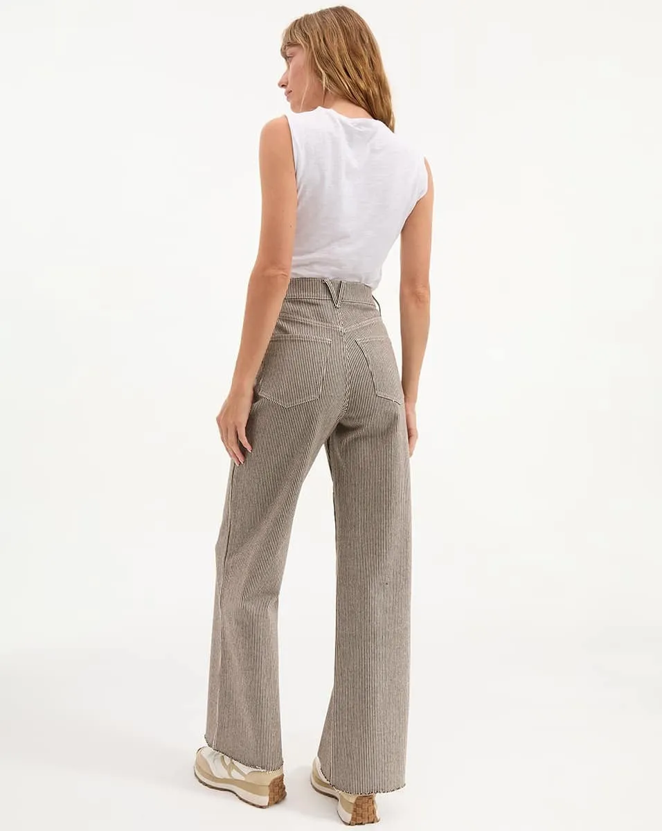 Veronica Beard Taylor High Rise Wide Leg Pants in Cedar Stripe