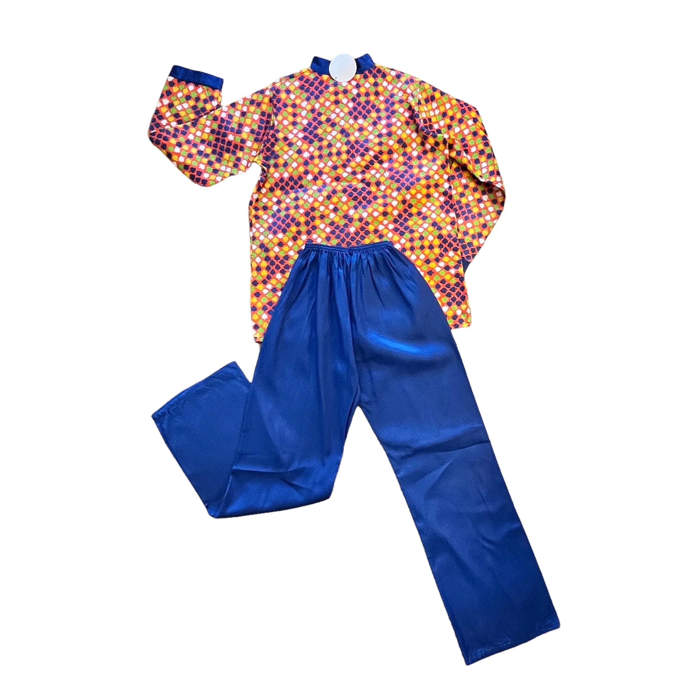 Vintage 1960s Red / Blue  Silky Lounge-wear Set French Made 12-14 Years