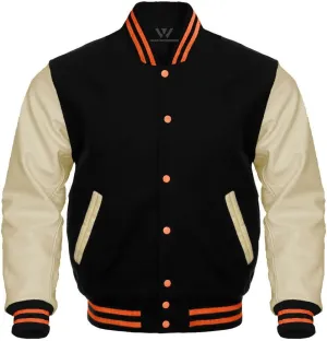 Waah Baseball letterman Varsity Jackets Genuine Leather Sleeves Multi wool colors