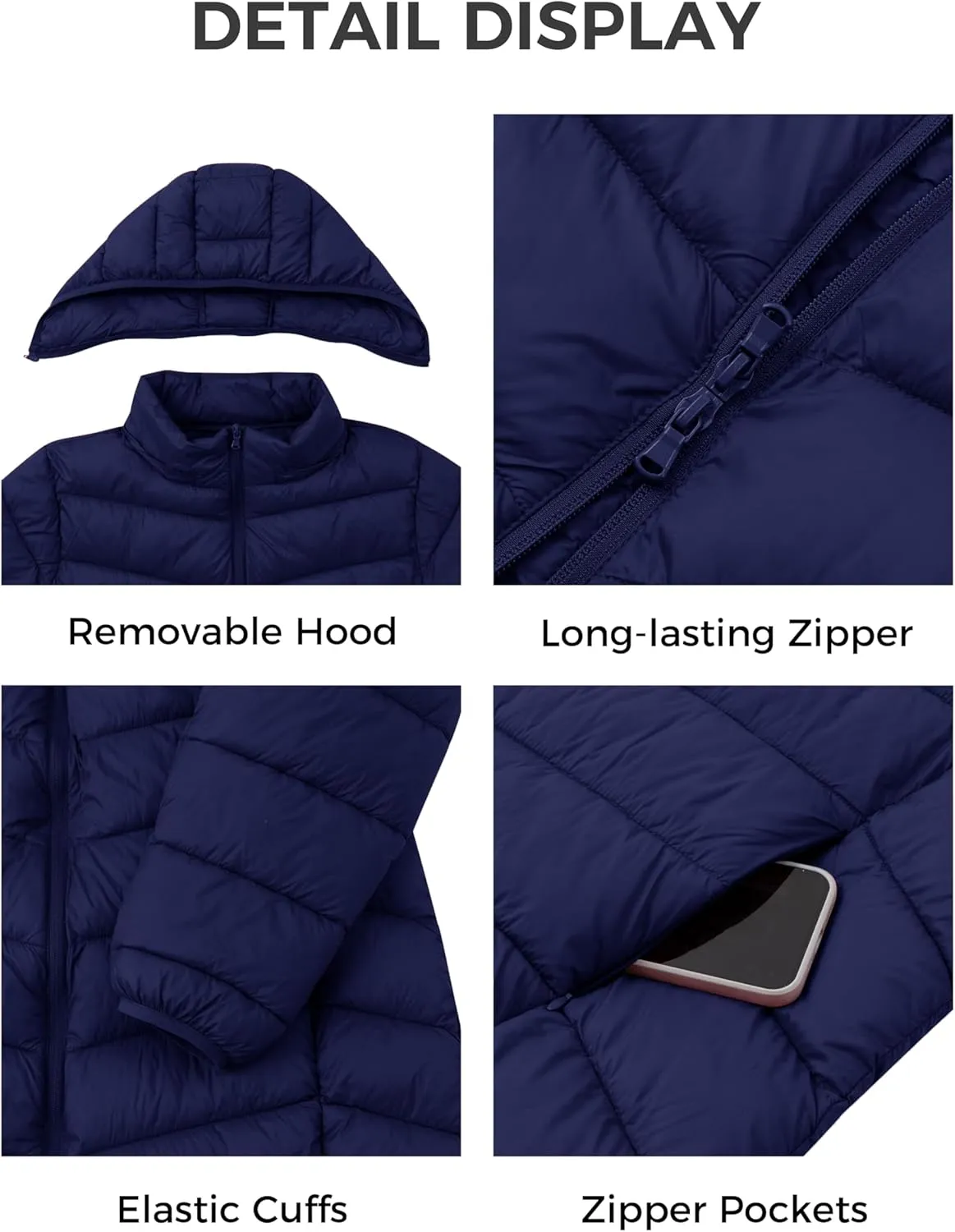 wantdo Women's Plus Size Lightweight Winter Coat Warm Long Puffer Coats with Removable Hood