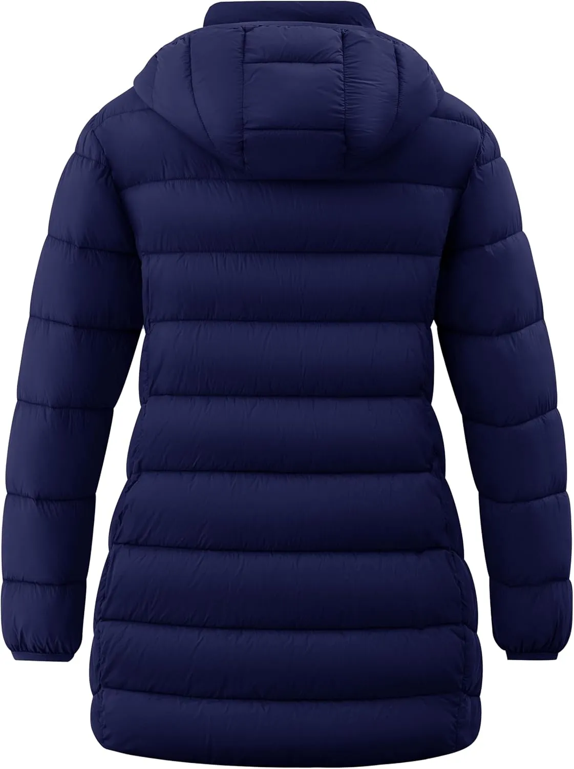wantdo Women's Plus Size Lightweight Winter Coat Warm Long Puffer Coats with Removable Hood