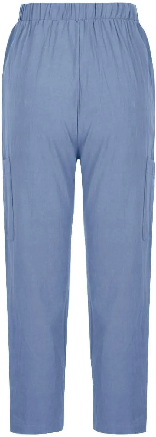 Wide Leg Linen Pant for Women Loose High Waisted Linen Pants Comfy Flowy Long Trousers Summer Vacation Beach Slacks