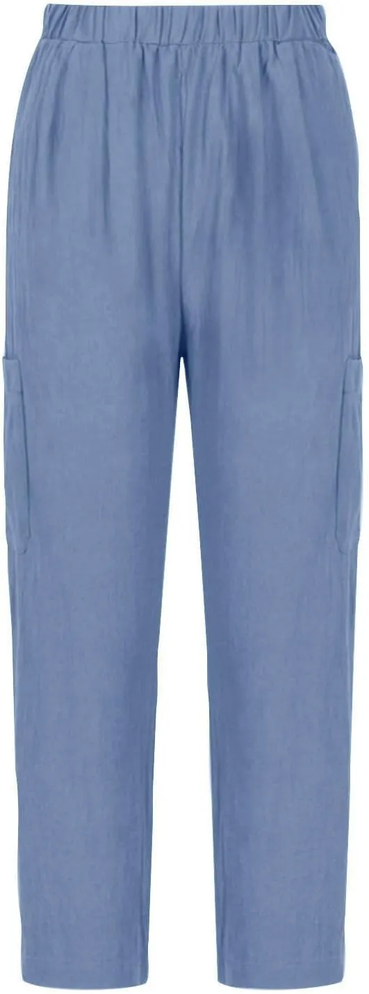 Wide Leg Linen Pant for Women Loose High Waisted Linen Pants Comfy Flowy Long Trousers Summer Vacation Beach Slacks