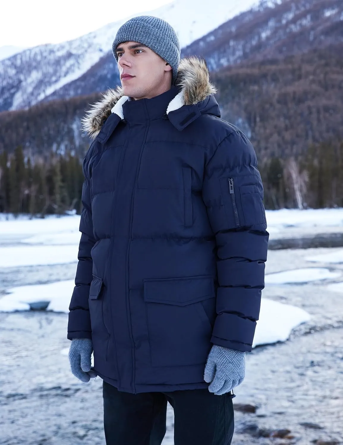 Winter Coats For Men Winter Jackets Water Resistant Warm Thicken Puffy Hooded Insulated Thicken Parka Coat