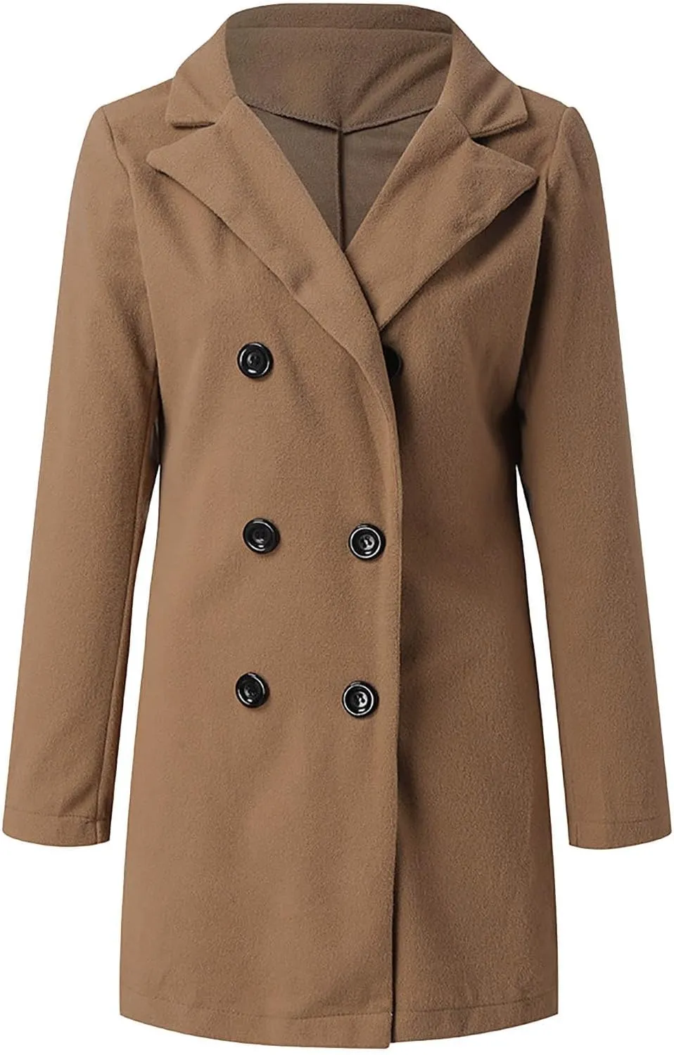 Winter Coats for Women 2024 Fall Wool Trench Coats Double Breasted Notch Lapel Casual Pea Coat Overcoats