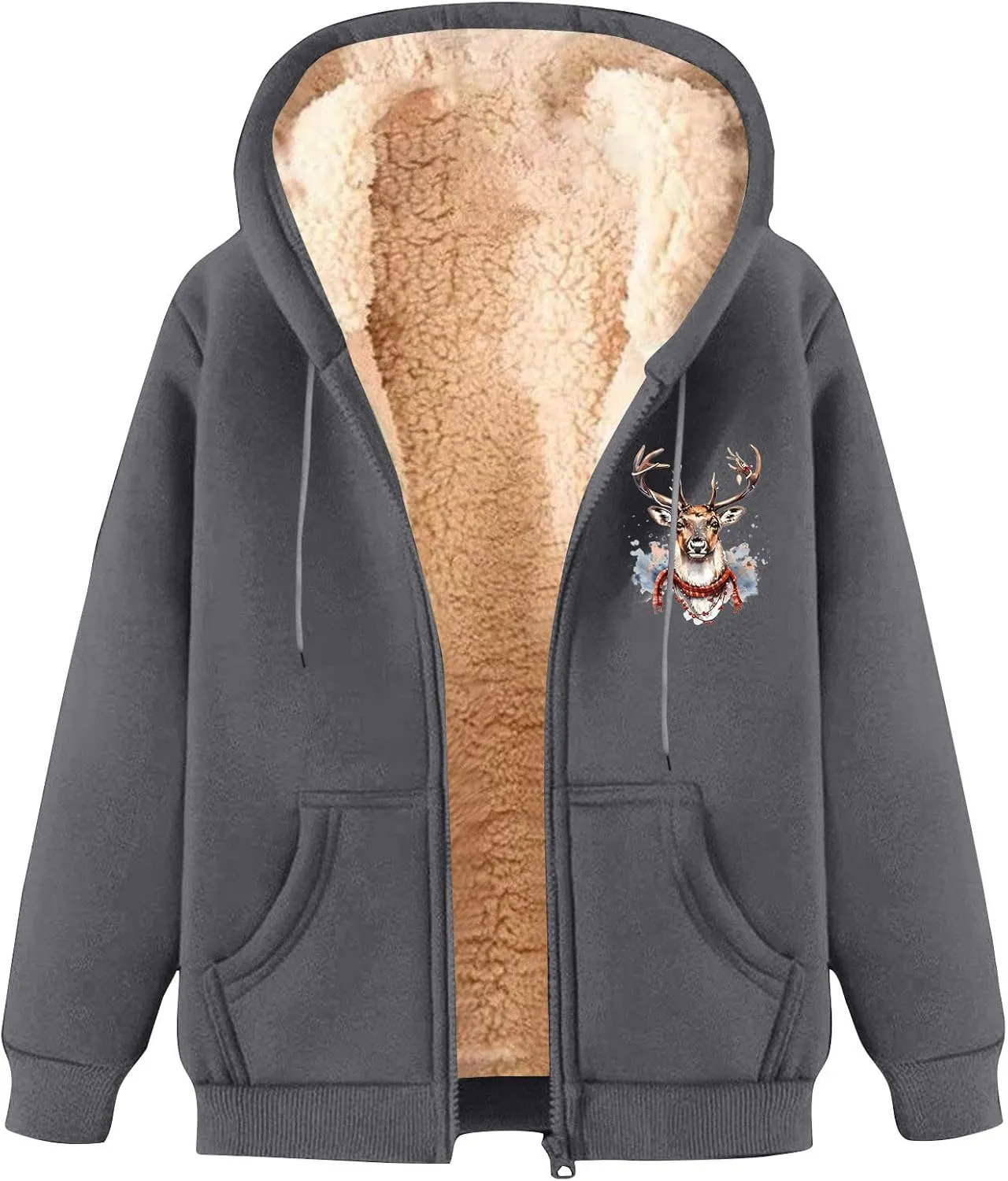 Winter Jackets for Men 2024 Sherpa Lined Full Zip Long Sleeve Fleece Hoodies Heavyweight Casual Warm Coat with Pocket