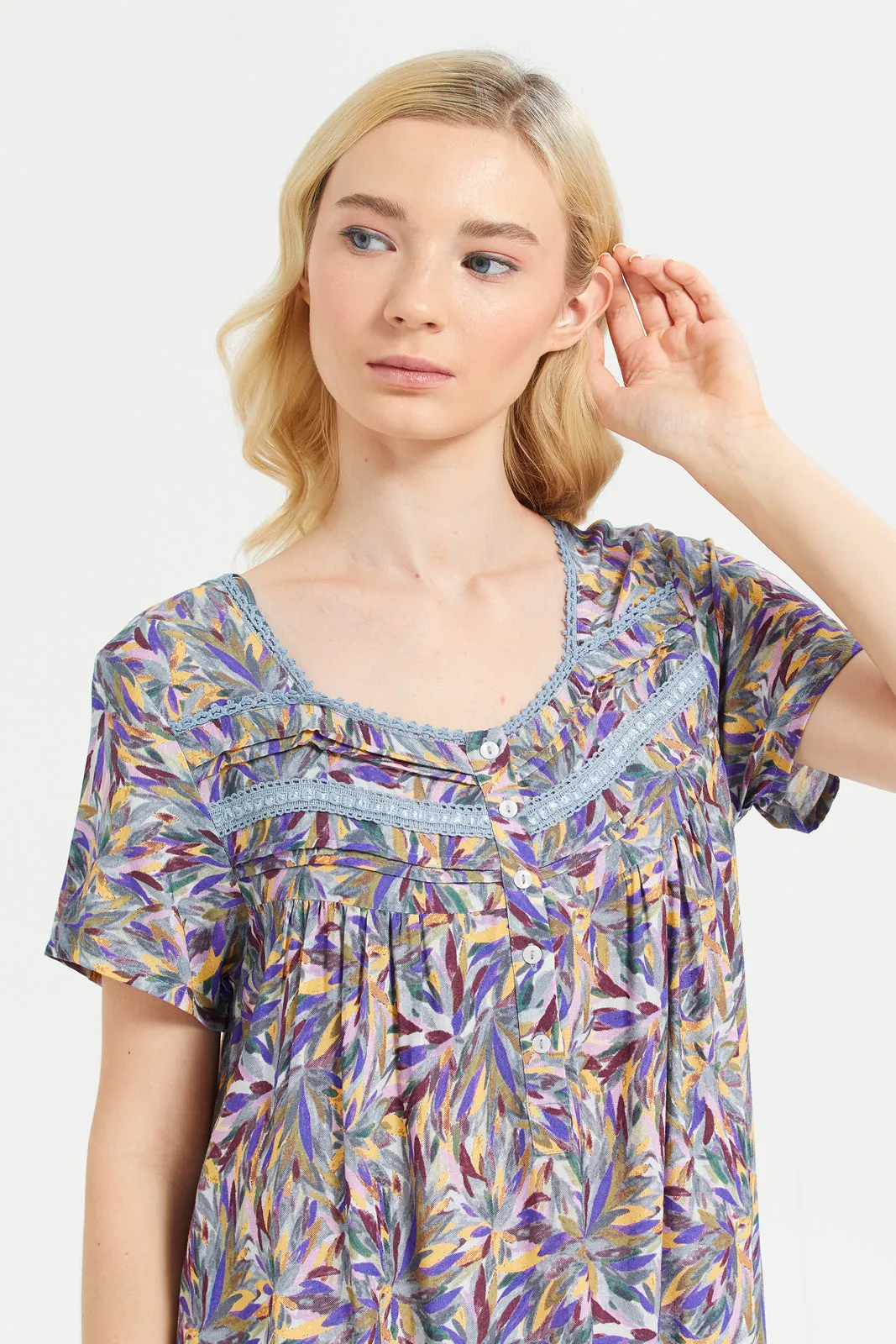Women Assorted Short Sleeve Viscose Dobby Nightgown