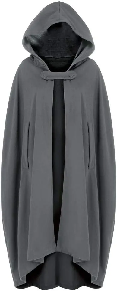 Women Hooded Wool Blend Maxi Long Cape Poncho Maxi Cloak Coat Fall Winter Trench Coat Robe Gothic Plus Size Clothes