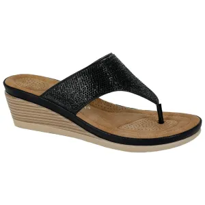 Women's Cipriata L238 Sandra Toe Post Diamante Wedge Sandals