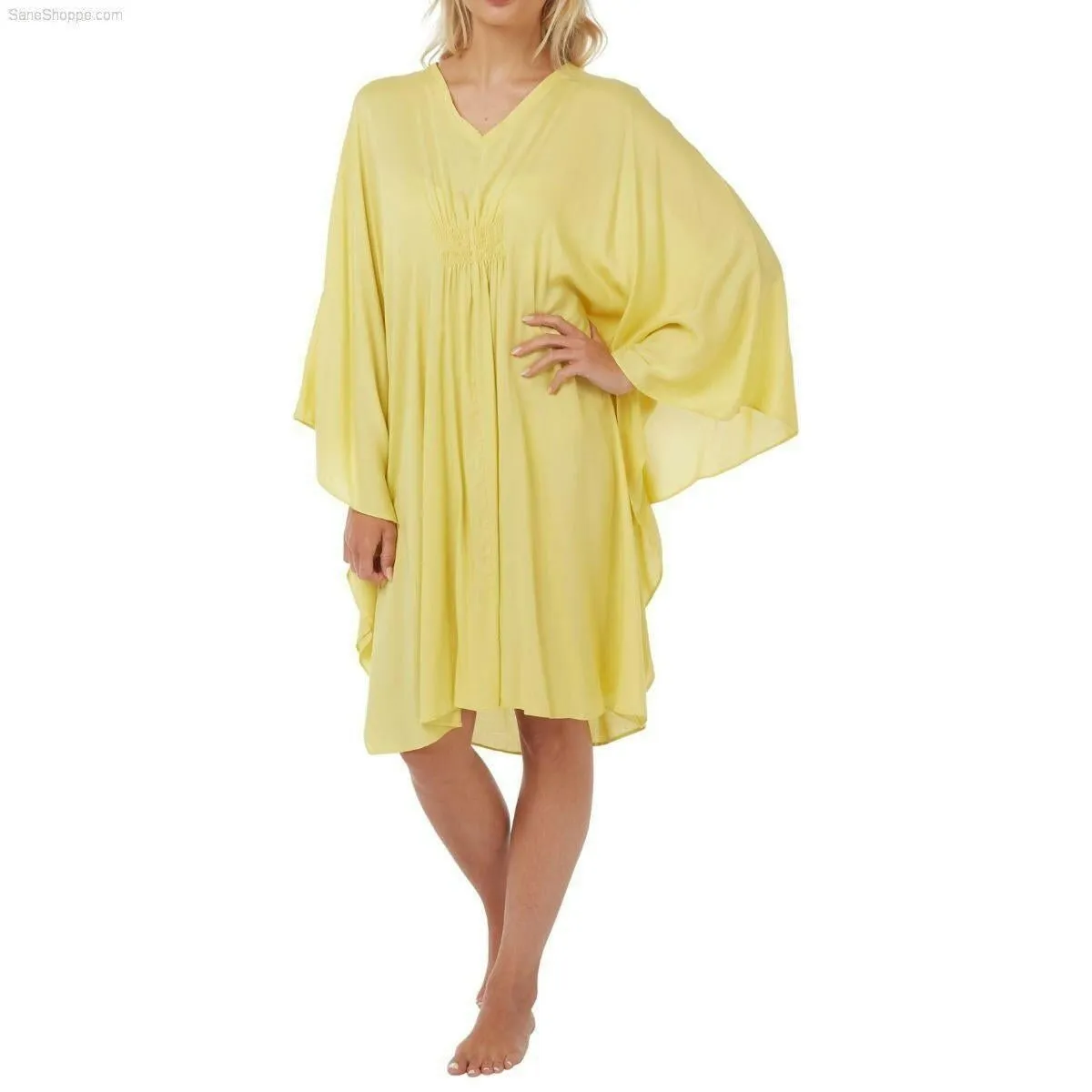 Women’s Cotton Kaftan Lounger One Size Lemon Yellow