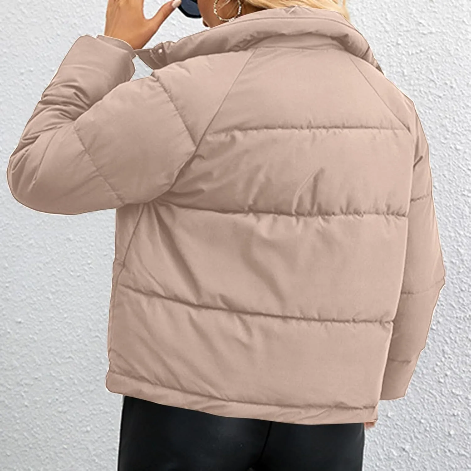 Women's Diamond Quilted Jackets Trendy 2024 Lightweight Casual Bomber Jacket Warm Cotton Padded Coats for Winter
