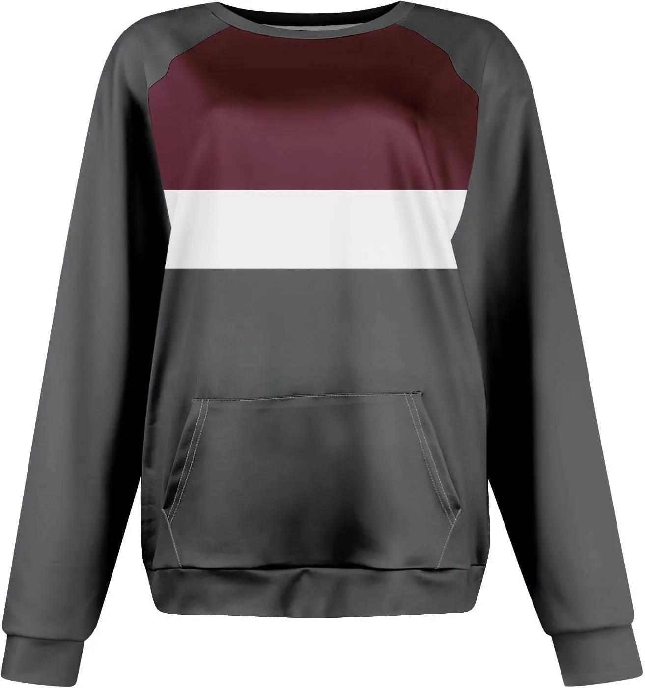Women's Fashion Sweatshirt 2024 Casual Loose Splicing Color Block Hoodless Wide Hem Long Sleeve Fall outfits Clothes
