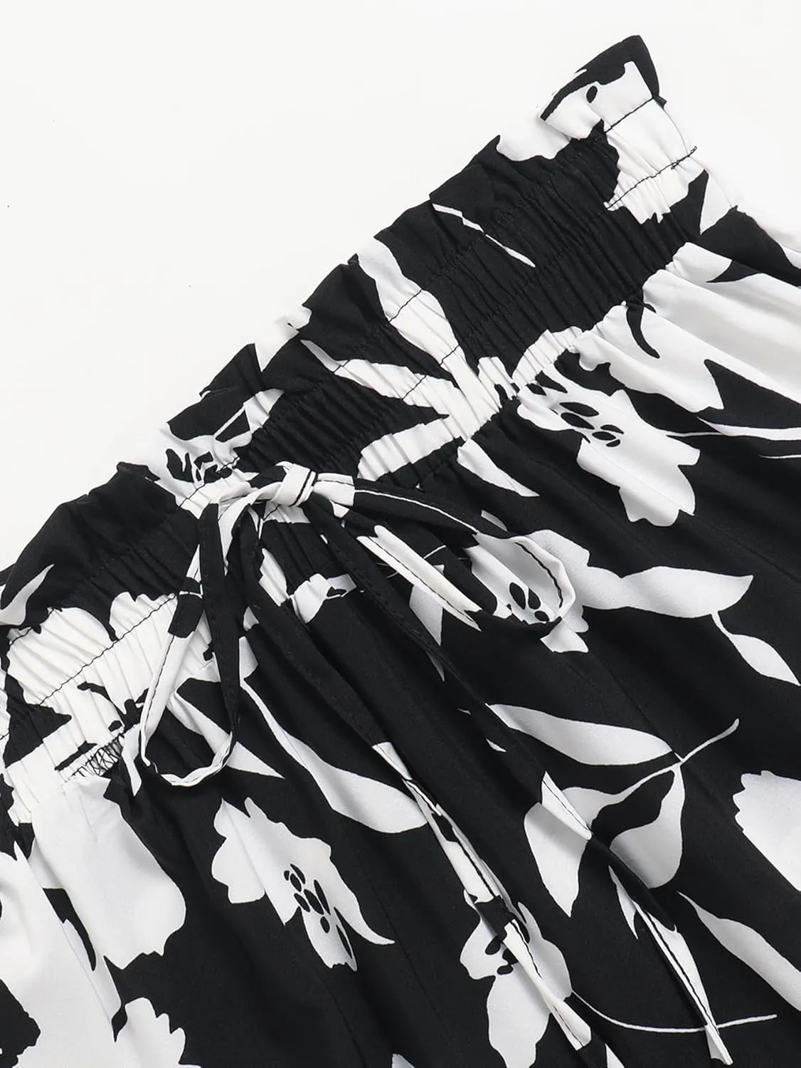 Women's Floral Tiered Midi Skirt Elastic Waist Dressy Casual A-line Summer Boho Skirts