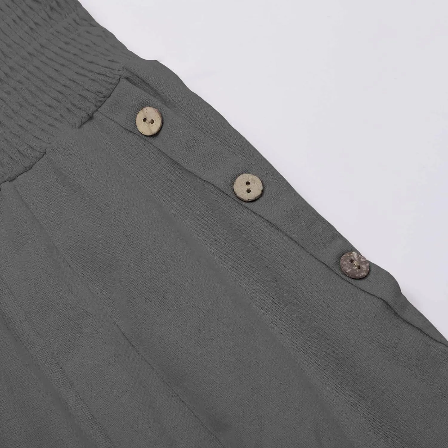 Womens Linen Pants 2025 Casual Loose Wide Leg Palazzo Pants Tummy Control High Waist Flowy Trousers with Pockets