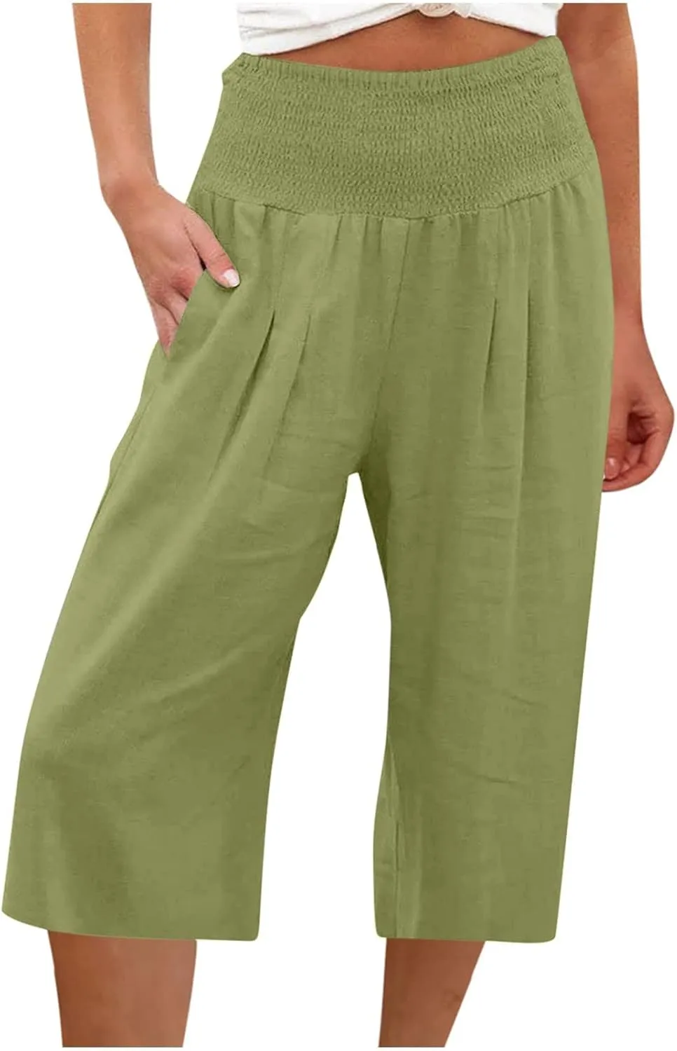 Womens Linen Pants High Waisted Pants Loose Comfy Wide Leg Holiday Summer Lounge Vacation Pockets Palazzo Trousers