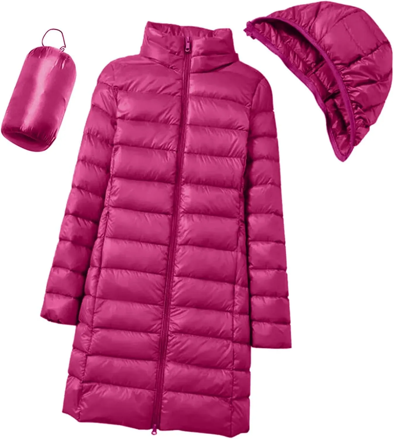Women's Long Down Jacket Lightweight Packable Travel 2023 Fall Winter Puffer Jackets Slim Fit Casual Warm Duck Down Coat