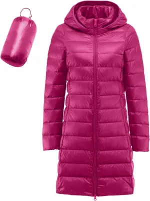 Women's Long Down Jacket Lightweight Packable Travel 2023 Fall Winter Puffer Jackets Slim Fit Casual Warm Duck Down Coat