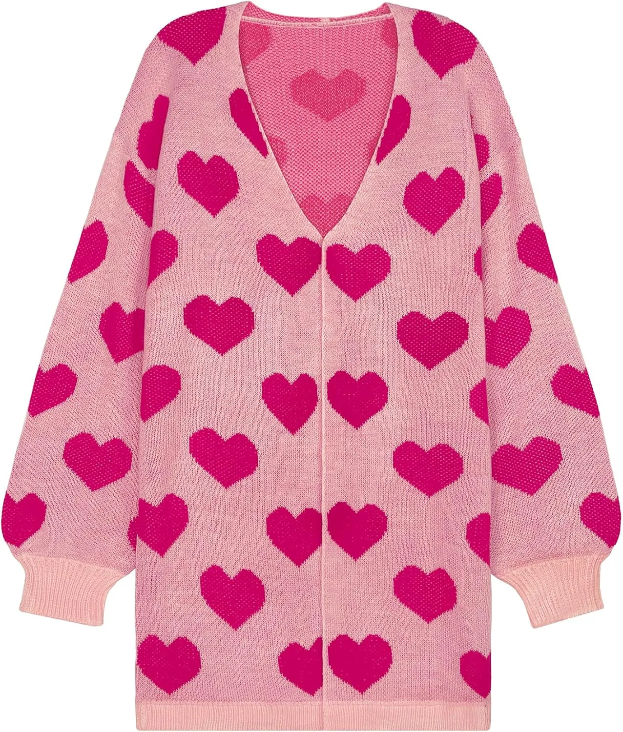 Womens Oversized Cute Heart Long Cardigan Spring 2025 Trendy Casual Ribbed Knit Open Front Sweaters