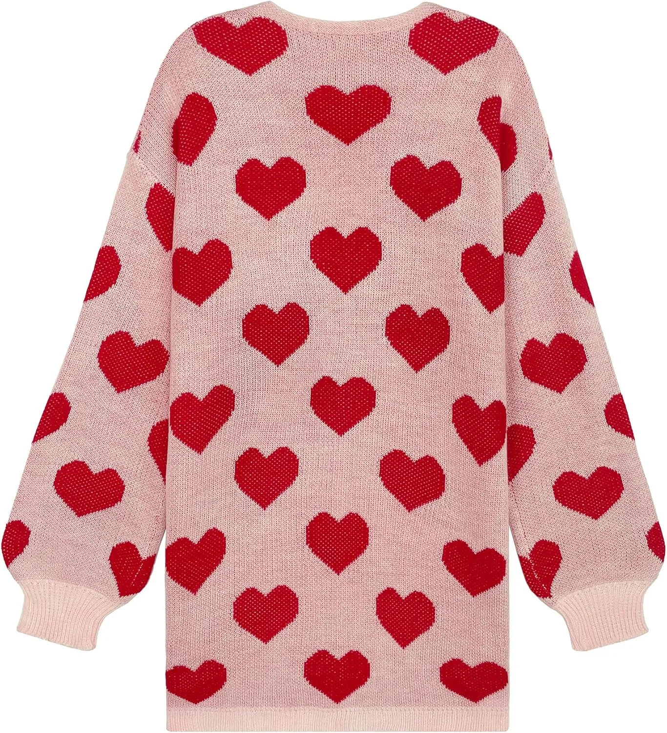 Womens Oversized Cute Heart Long Cardigan Spring 2025 Trendy Casual Ribbed Knit Open Front Sweaters