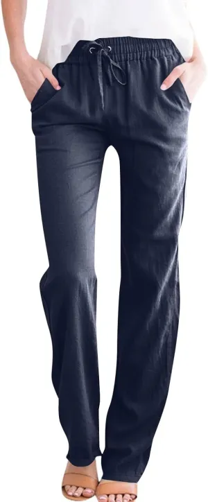 Women's Pants, High Waisted Wide Leg Summer Straight Pants Sweatpants Casual Lightweight