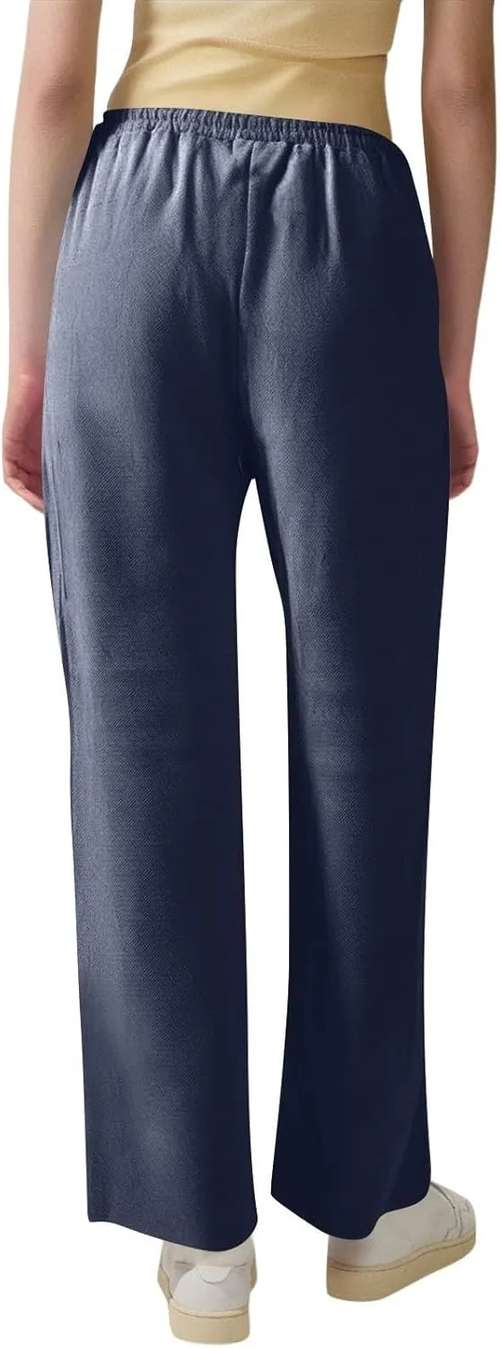 Women's Pants, High Waisted Wide Leg Summer Straight Pants Sweatpants Casual Lightweight