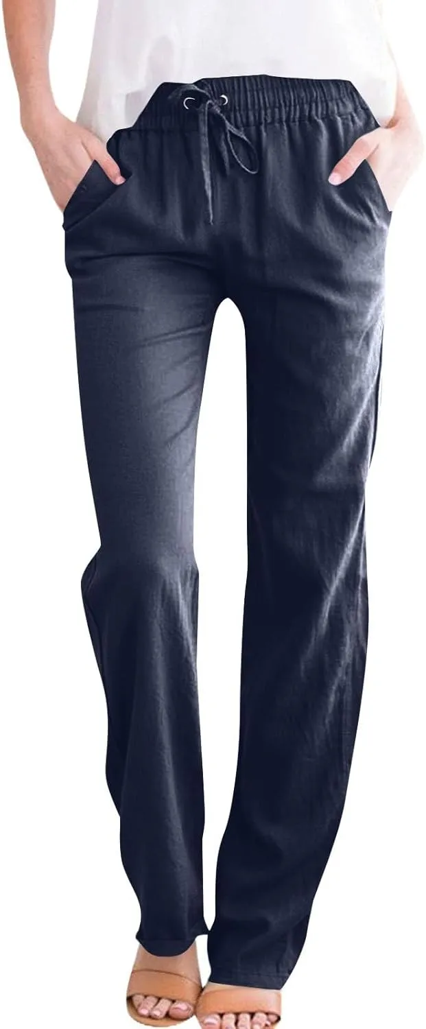 Women's Pants, High Waisted Wide Leg Summer Straight Pants Sweatpants Casual Lightweight