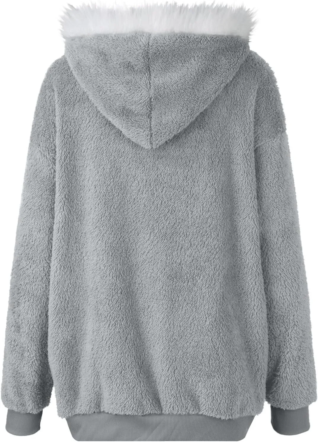 Womens Plus Size Fuzzy Fleece Jacket Winter Full Zip Plush Hooded Cardigan Coats Soft Oversized Shaggy Warm Outerwear