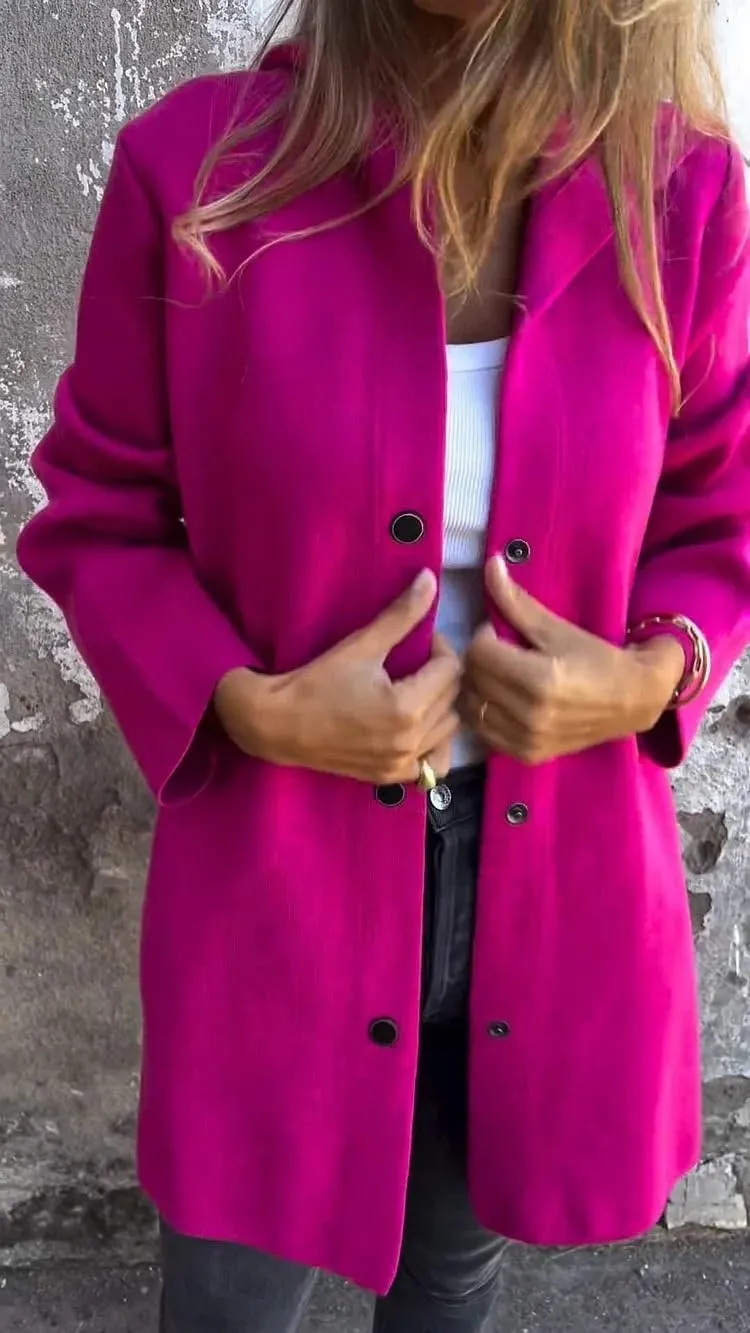 Womens Wool Blend Trench Coat Casual Single Breasted Hooded Jacket Elegant Winter Overcoat Work Office Pea Coats