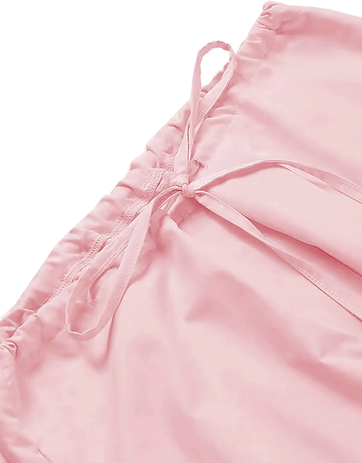 Xineicy Parachute Pants for Women Drawstring Baggy Cargo Pants Y2K Trouser Low Rised Jogger Sweatpants
