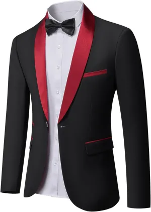 YND Men's One Button Casual Slim Fit Blazer, Shawl Lapel Lightweight Jacket Dinner Prom Party Tuxedo