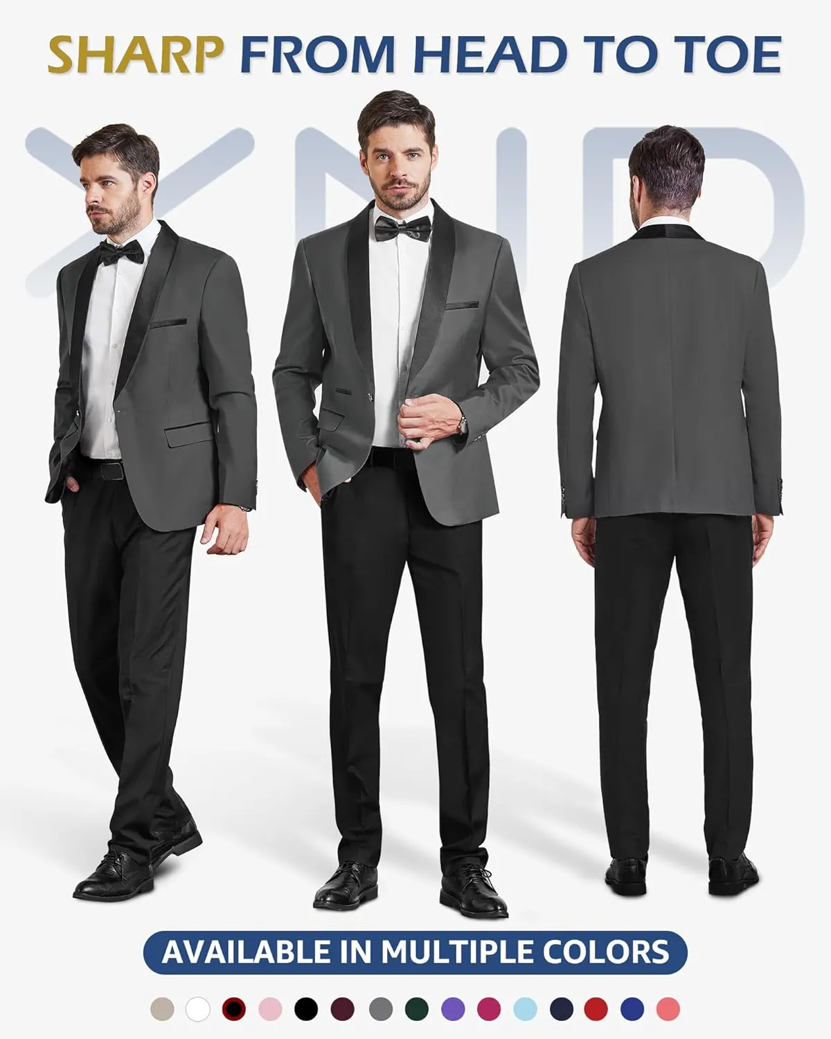 YND Men's One Button Casual Slim Fit Blazer, Shawl Lapel Lightweight Jacket Dinner Prom Party Tuxedo