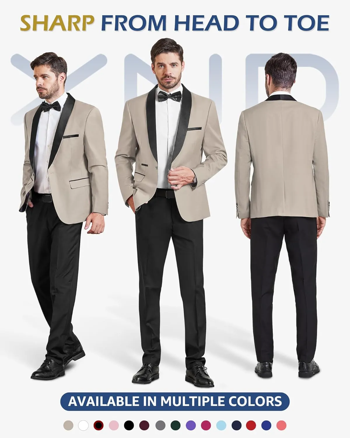 YND Men's One Button Casual Slim Fit Blazer, Shawl Lapel Lightweight Jacket Dinner Prom Party Tuxedo